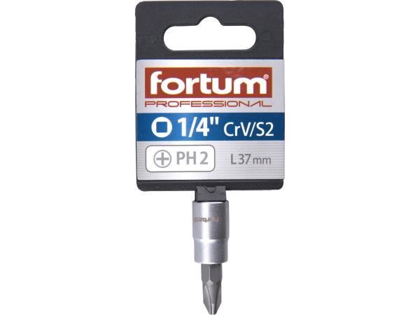 FORTUM 4701812 - hlavice zástrčná 1/4" hrot křížový, PH 2, L 37mm