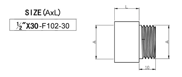 Prodloužení 1/2"x30mm, mosaz (F102-30)