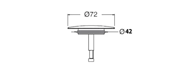 Náhradní mosazná zátka k vanovým soupravám, 72mm, chrom (RI00651)