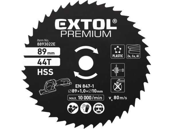 EXTOL PREMIUM 8893022E - kotouč pilový HSS, 89×1×10mm, 44T