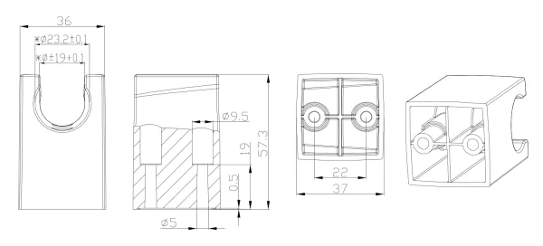 Pevný držák sprchy, hranatý, 57mm, ABS/chrom (SK050)