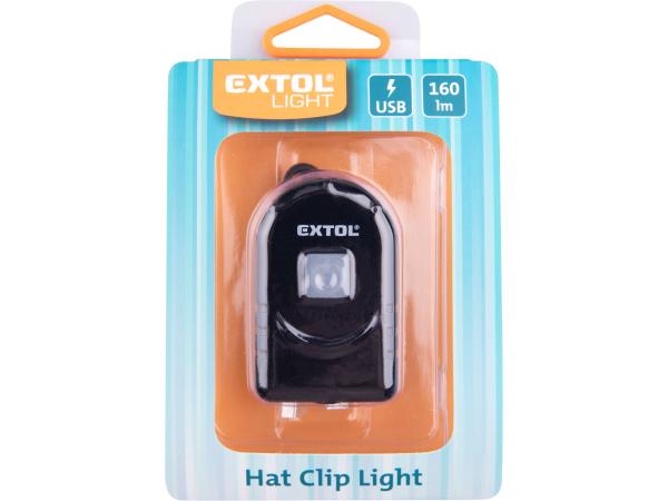 EXTOL LIGHT 43182 - světlo na čepici s klipem, 160lm, USB nabíjení