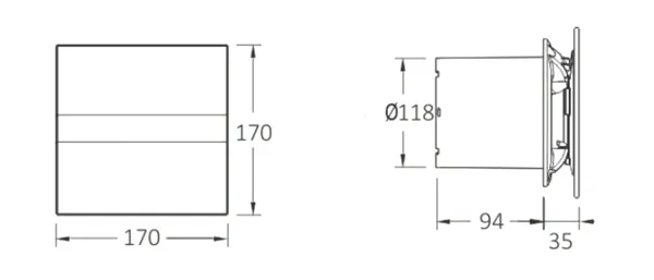 E-120 GB koupelnový ventilátor axiální, 15W, potrubí 120mm, černá 1