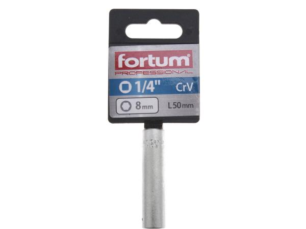 FORTUM 4701521 - hlavice nástrčná prodloužena 1/4", 8mm, L 50mm
