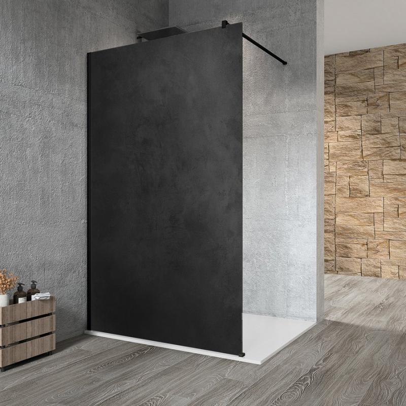VARIO BLACK jednodílná sprchová zástěna k instalaci ke stěně, deska HPL Kara, 700 mm