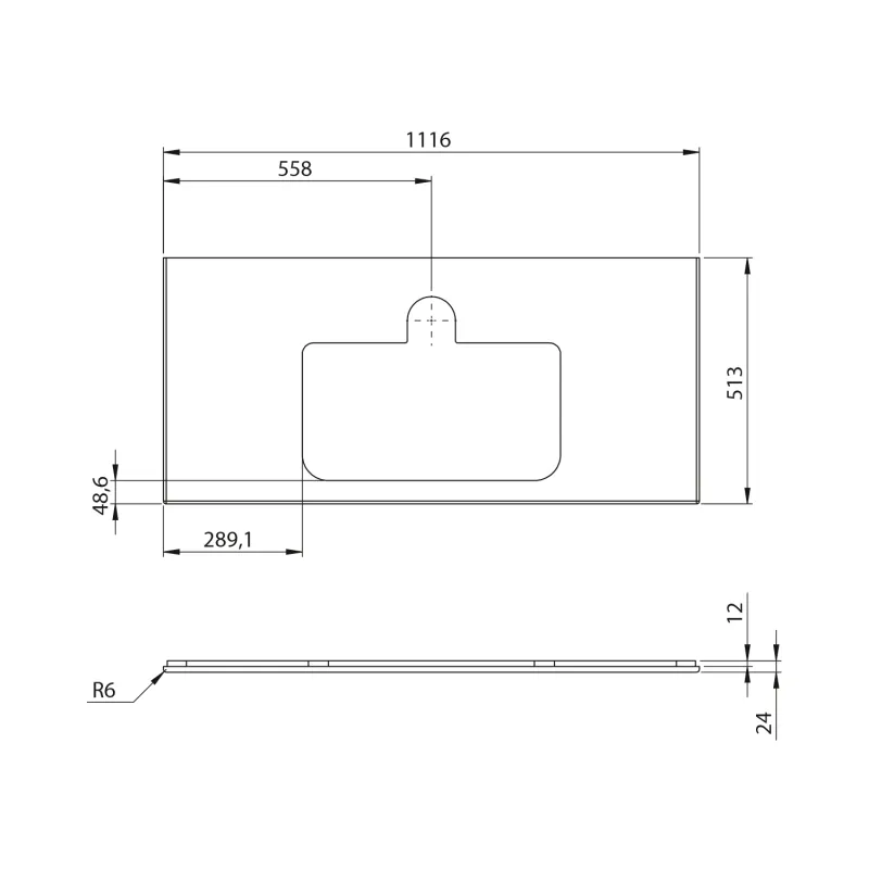 BRAHEA deska rockstone s otvorem 111,6x51,5cm, bílá mat 1