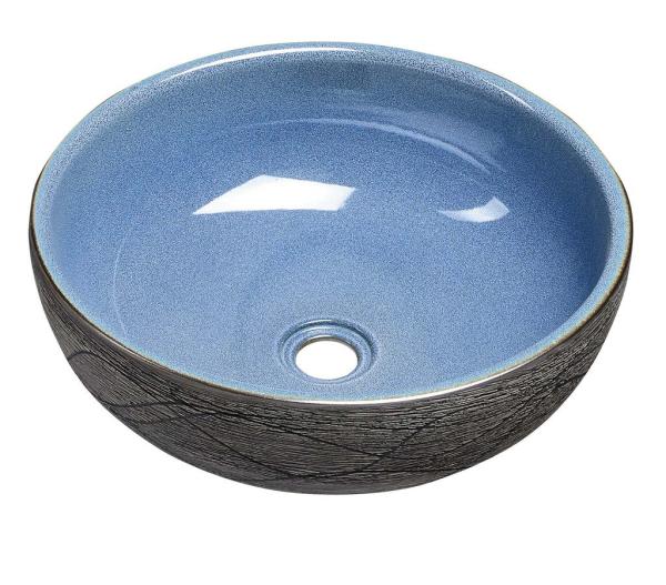 PRIORI keramické umyvadlo, průměr 41cm, 15cm, modrá/šedá (PI020)