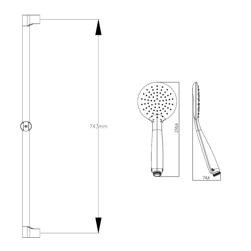 WANDA sprchová souprava s mýdlenkou, posuvný držák, 790mm, hadice 1500mm, chrom