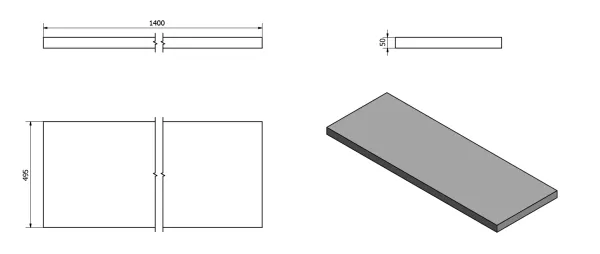 AVICE deska 140x50cm, šedý kámen (AV1410)