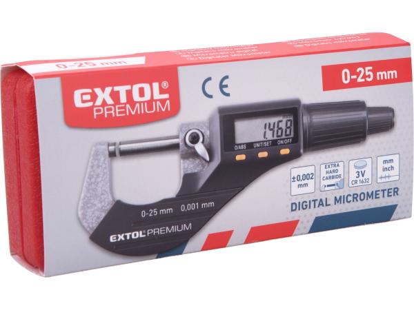 EXTOL PREMIUM 8825320 - mikrometr digitální, 0-25mm