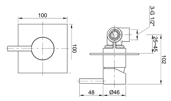 MINIMAL podomítková sprchová baterie, 1 výstup, nerez (MI041)