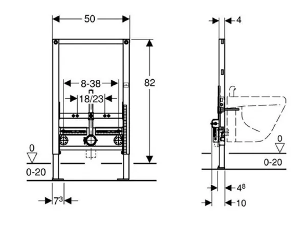 GEBERIT DUOFIX montážní prvek pro závěsný bidet, 82 cm, univerzální (111.515.00.1)