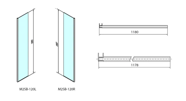 MODULAR SHOWER pevný panel k instalaci na stěnu modulu MS2, 1200 mm, levý (MS2B-120L)