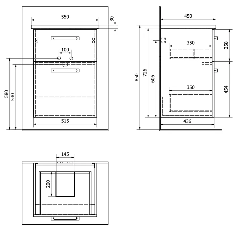 VEGA umyvadlová skříňka 51,5x72,6x43,6 cm, 2xzásuvka, bílá (VG053)