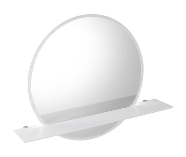 VISO kulaté zrcadlo s LED osvětlením a policí, ø 70cm, bílá mat