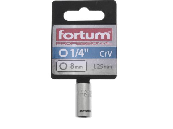 FORTUM 4701408 - hlavice nástrčná 1/4", 8mm, L 25mm
