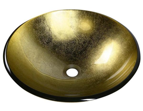 SHAY skleněné umyvadlo průměr 42 cm, zlatá (2501-22)