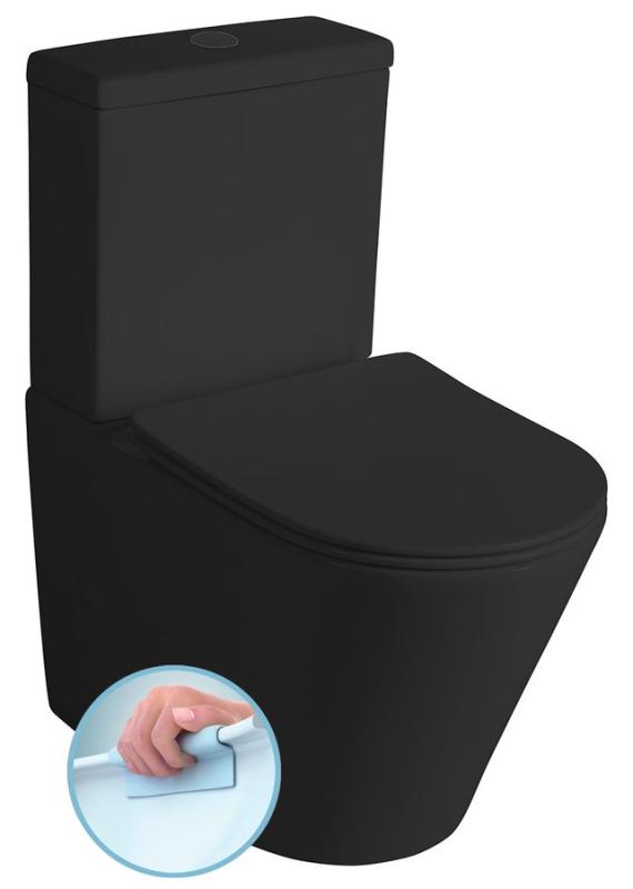 PACO RIMLESS WC kombi mísa s nádržkou, spodní/zadní odpad, černá