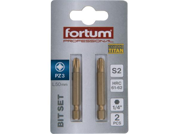 FORTUM 4741383 - hrot křížový pozidriv, sada 2ks, PZ 3x50mm,titan. úprava, S2