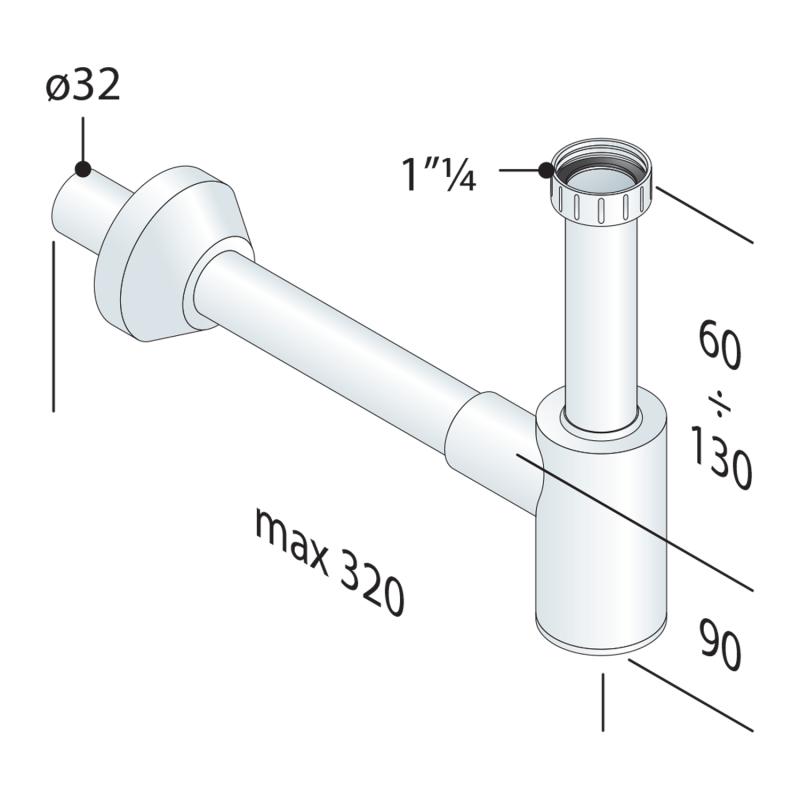 CRONO Umyvadlový sifon 5/4", odpad 32 mm, bílá (151.108.0)