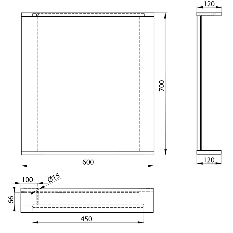 KORIN STRIP zrcadlo s LED osvětlením 60x70x12cm, dub platin