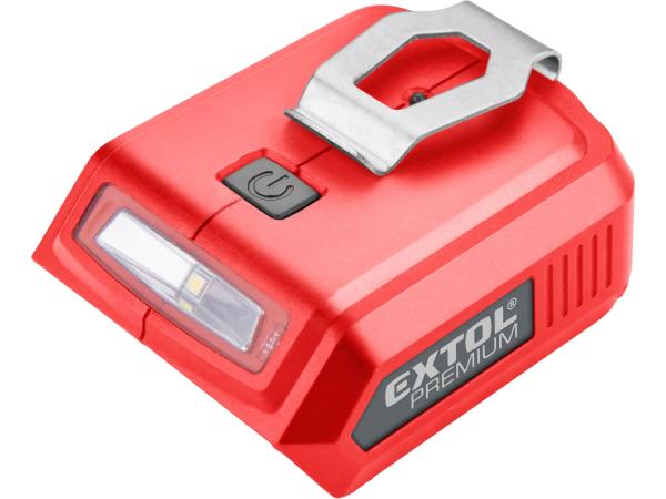 EXTOL PREMIUM 8891896 - nabíječka aku pro USB zařízení, se světlem, SHARE20V, bez baterie, 5V/2A