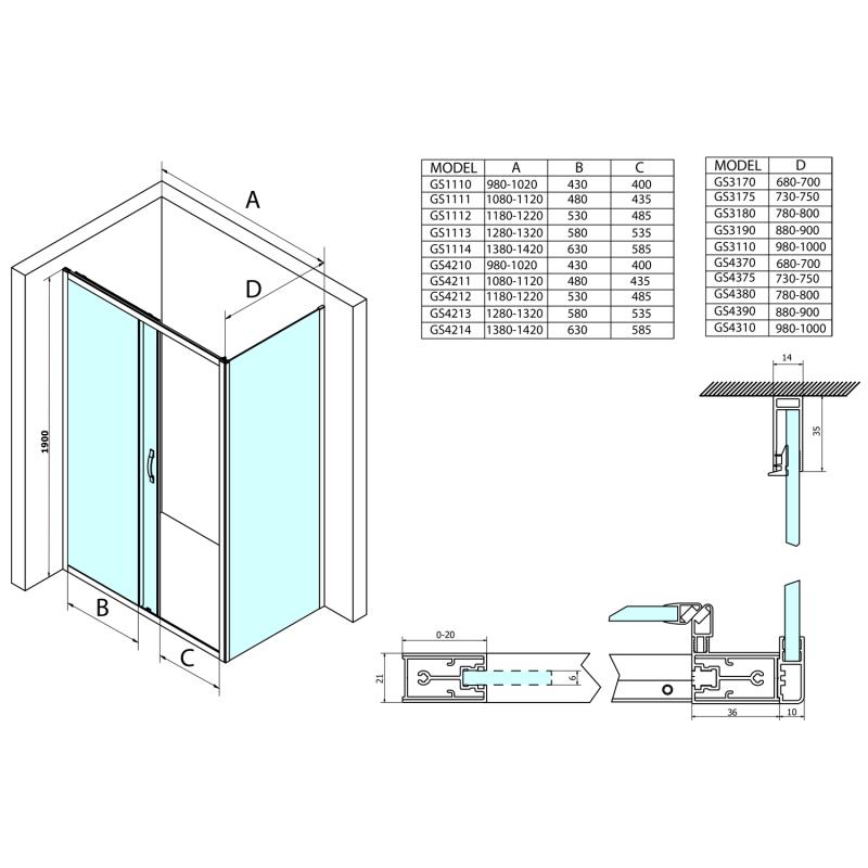 SIGMA SIMPLY sprchové dveře posuvné 1100 mm, čiré sklo (GS1111)