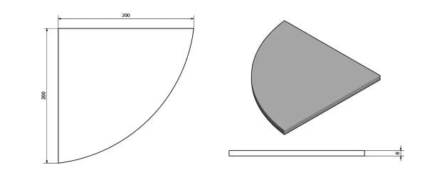 X-SQUARE skleněná police rohová, čtvrtkruhová 200x200mm, chrom/čiré sklo 2