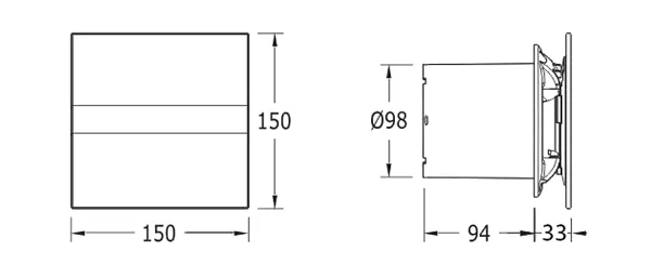 E-100 GB koupelnový ventilátor axiální, 8W, potrubí 100mm, černá 1