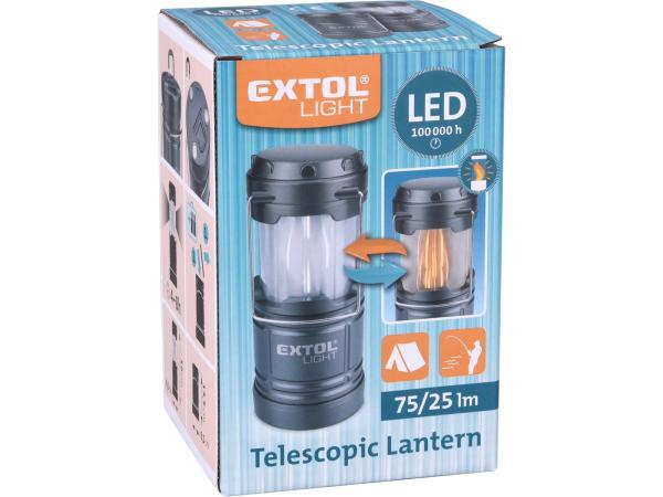 EXTOL LIGHT 43158 - lucerna teleskopická LED, 75lm/plamen