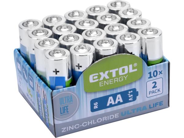 EXTOL ENERGY 42003 - baterie zink-chloridové, 20ks, 1,5V AA (R6)