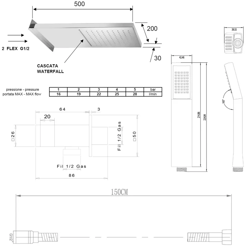 KIMURA podomítkový sprchový set s termostatickou baterií, box, 3 výstupy, chrom (KU383-21)