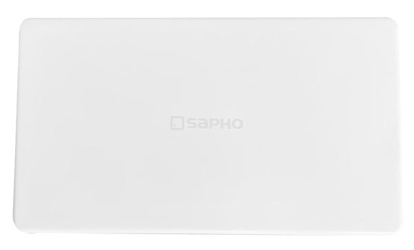 Kryt odpadu 144x82mm, logo SAPHO, litý mramor, bílá