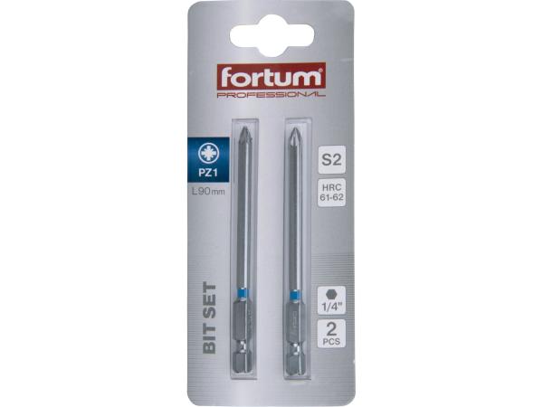 FORTUM 4741321 - hrot křížový pozidriv, sada 2ks, PZ 1x90mm, S2