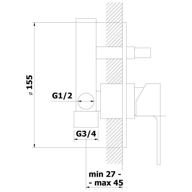 SIEGER podomítková sprchová baterie, 2 výstupy, chrom (914.042.1)
