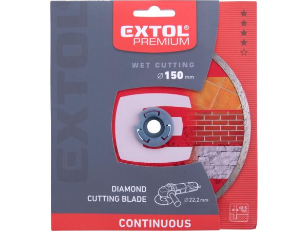 EXTOL PREMIUM 108733 - kotouč diamantový řezný celoobvodový - mokré řezání, O 150x22,2x2,5