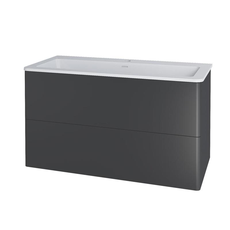 Siena, koupelnová skříňka s umyvadlem z litého mramoru 101 cm, bílá, antracit, černá