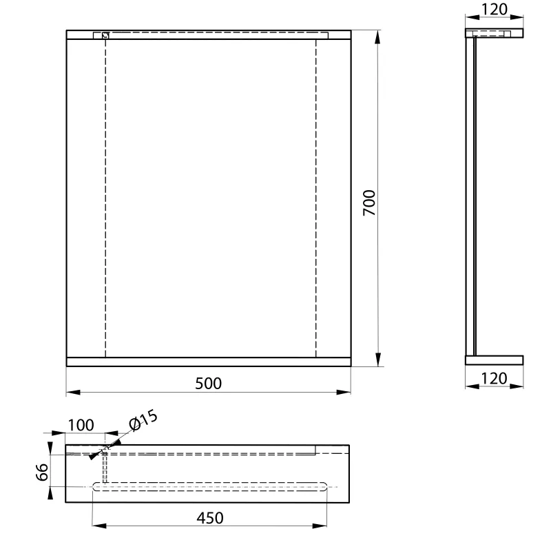 KORIN STRIP zrcadlo s LED osvětlením 50x70x12cm, dub platin