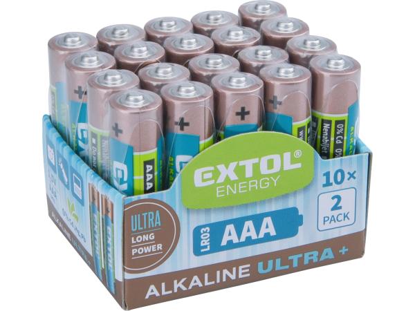 EXTOL ENERGY 42012 - baterie alkalické, 20ks, 1,5V AAA (LR03)
