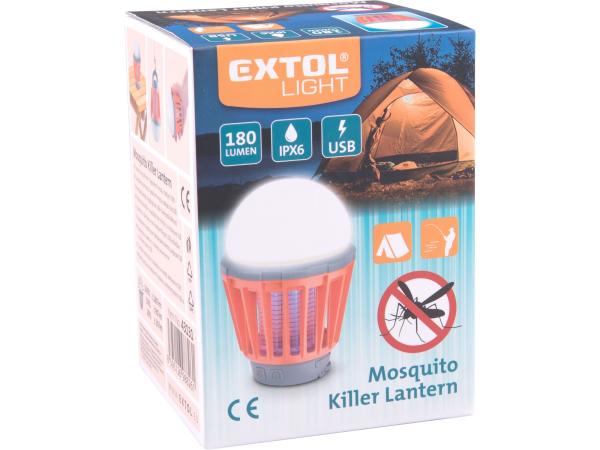 EXTOL LIGHT 43131 - lucerna turistická s lapačem komárů, 180lm, USB nabíjení, 3x 1W LED