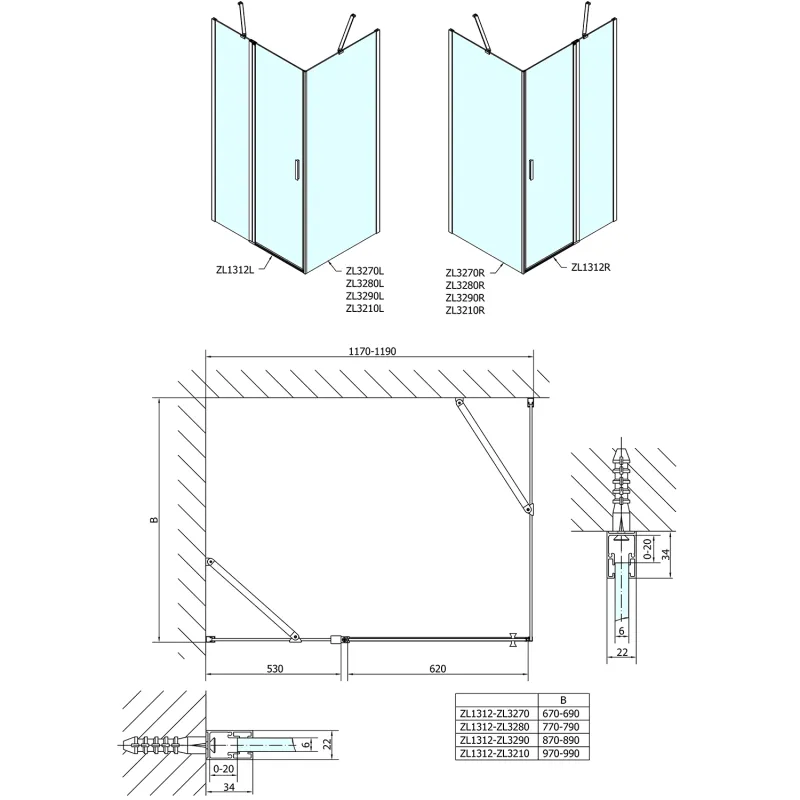 Zoom Line obdélníkový sprchový kout 1200x800mm L/P varianta (ZL1312ZL3280) 1