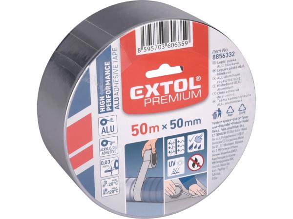 EXTOL PREMIUM 8856332 - páska lepící ALU, hliníková, 50mm x 50m tl. 0,03mm, akryl. lepidlo