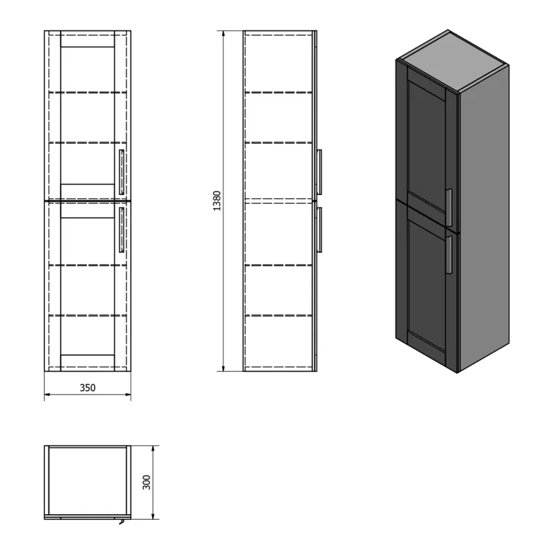 AMIA skříňka vysoká 35x140x30cm, levá/pravá, dub Collingwood (AM020-1919)