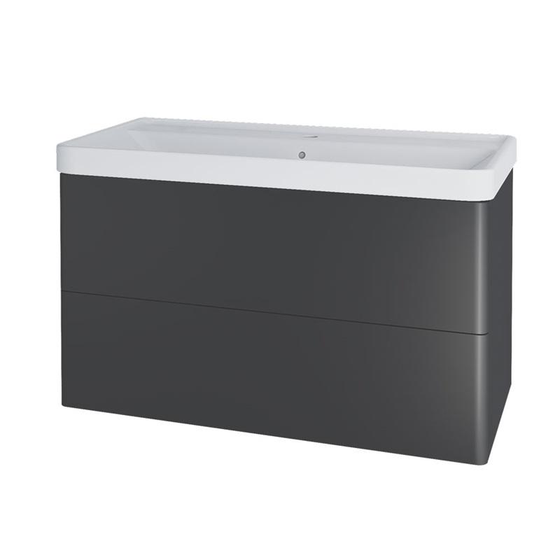 Siena, koupelnová skříňka s keramickym umyvadlem 101 cm, bílá, antracit, černá