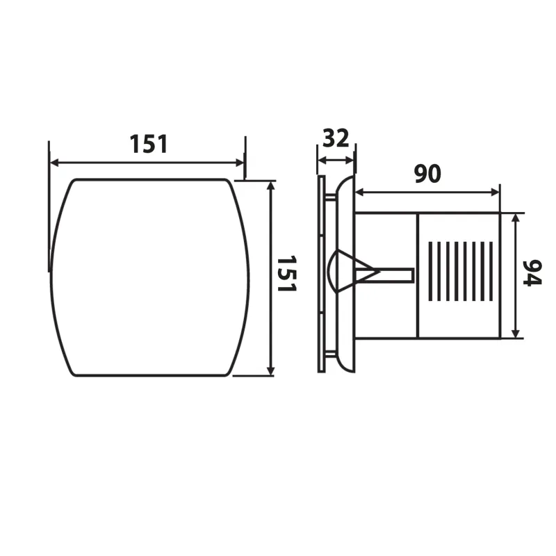 LEX koupelnový ventilátor axiální s časovačem, 15W, potrubí 100mm, nerez (LX104)