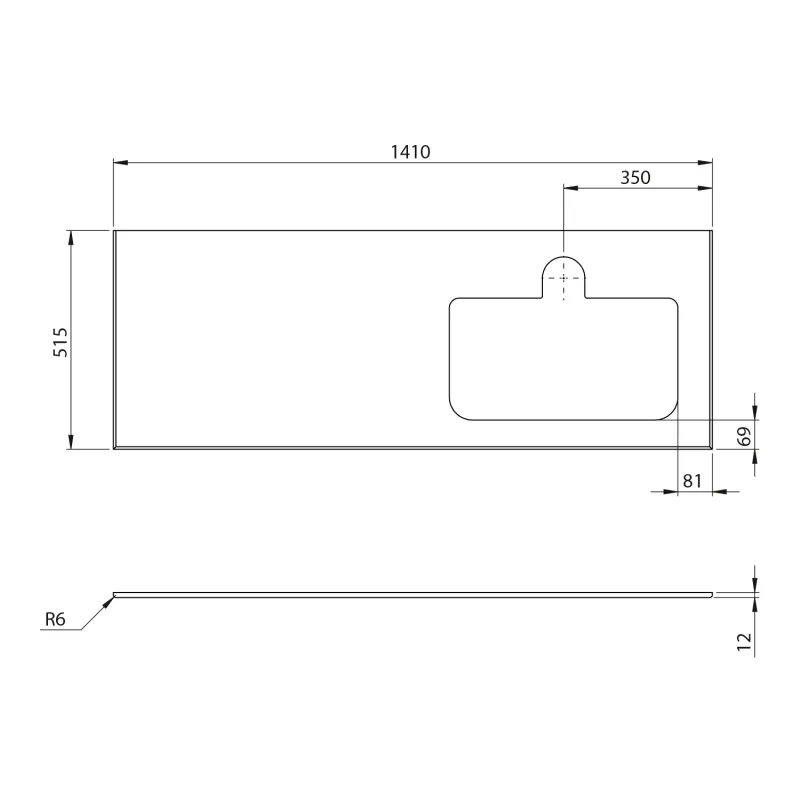 BRAHEA deska rockstone s otvorem 141x51,5cm (70+70cm), pravá, bílá mat 1