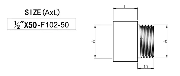 Prodloužení 1/2"x50mm, mosaz (F102-50)