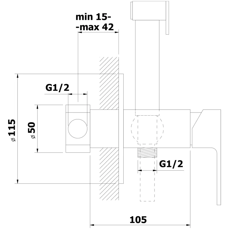 SIEGER podomítková baterie s bidetovou sprškou, kulatá, chrom (914.007.1)