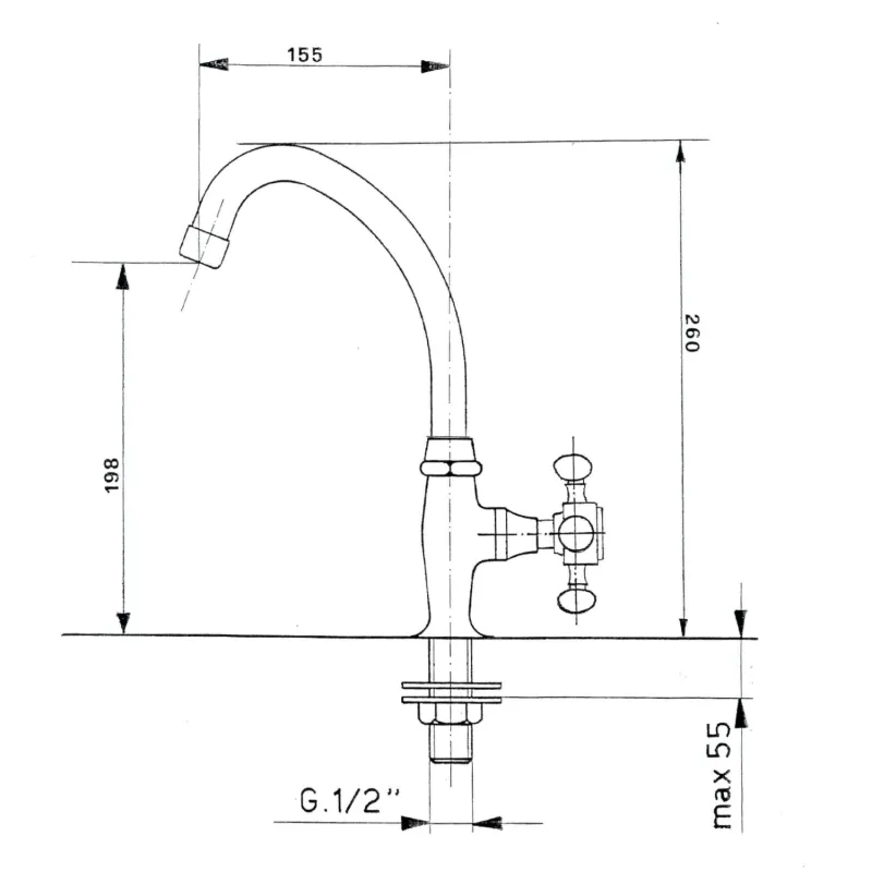 ANTEA stojánkový umyvadlový ventil, výška 260 mm, chrom (315)