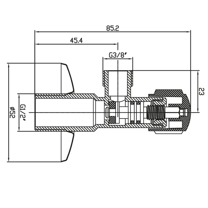 Rohový vřetenový ventil 1/2"x3/8", chrom (181.867.1)